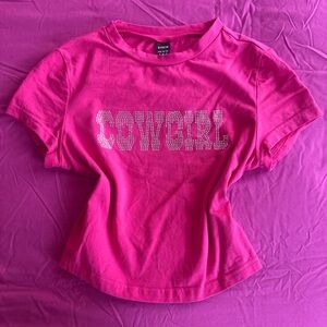 Cropped Pink Rhinestone Cowgirl Top